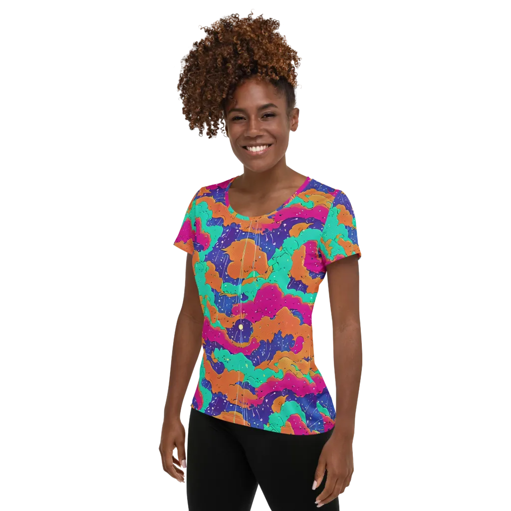 Arcade Ocean on Women's Athletic T-Shirt — Left