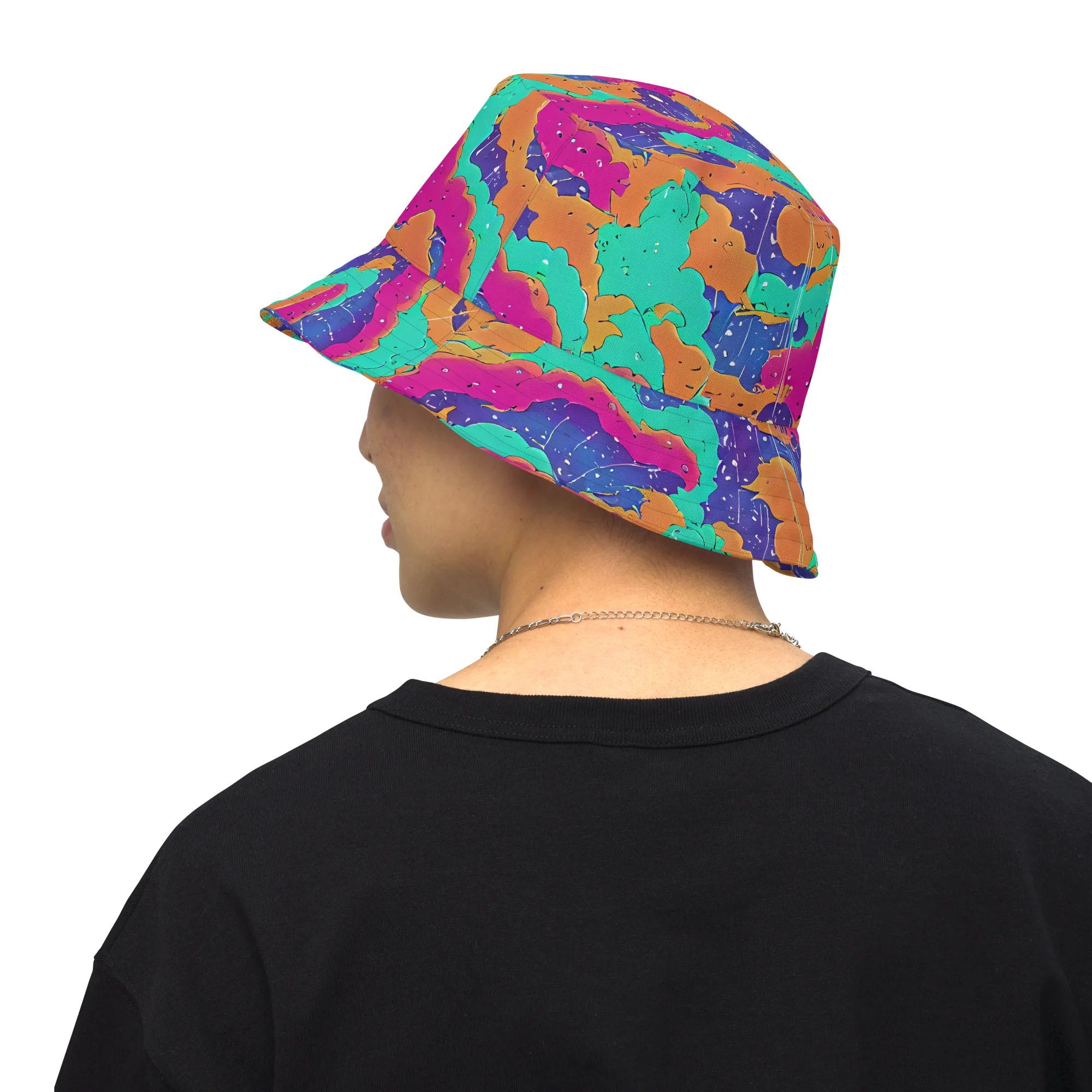 Arcade Ocean on Reversible Bucket Hat — Back Inside