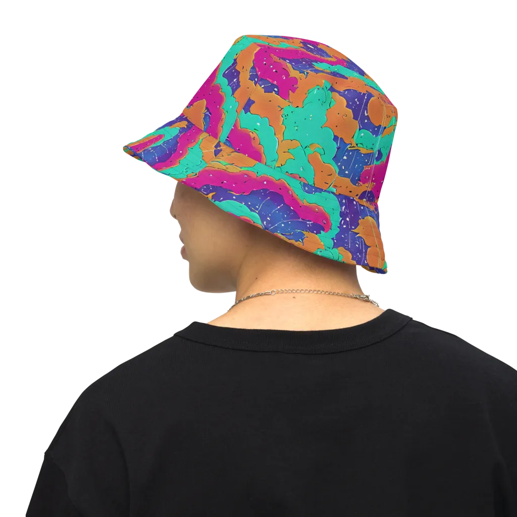 Arcade Ocean on Reversible Bucket Hat — Back Inside