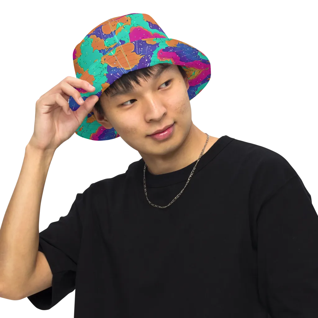 Arcade Ocean on Reversible Bucket Hat — Front Inside