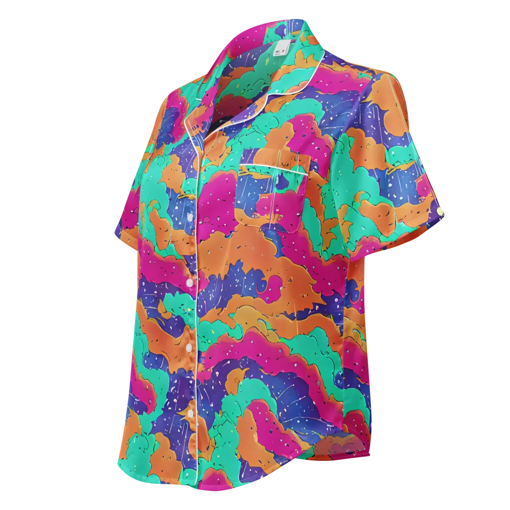 Arcade Ocean on Women's Short Sleeve Pajama Top — Left Front