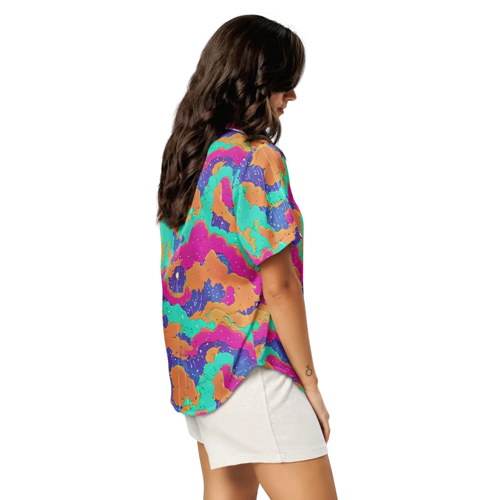 Arcade Ocean on Women's Short Sleeve Pajama Top — Right Back