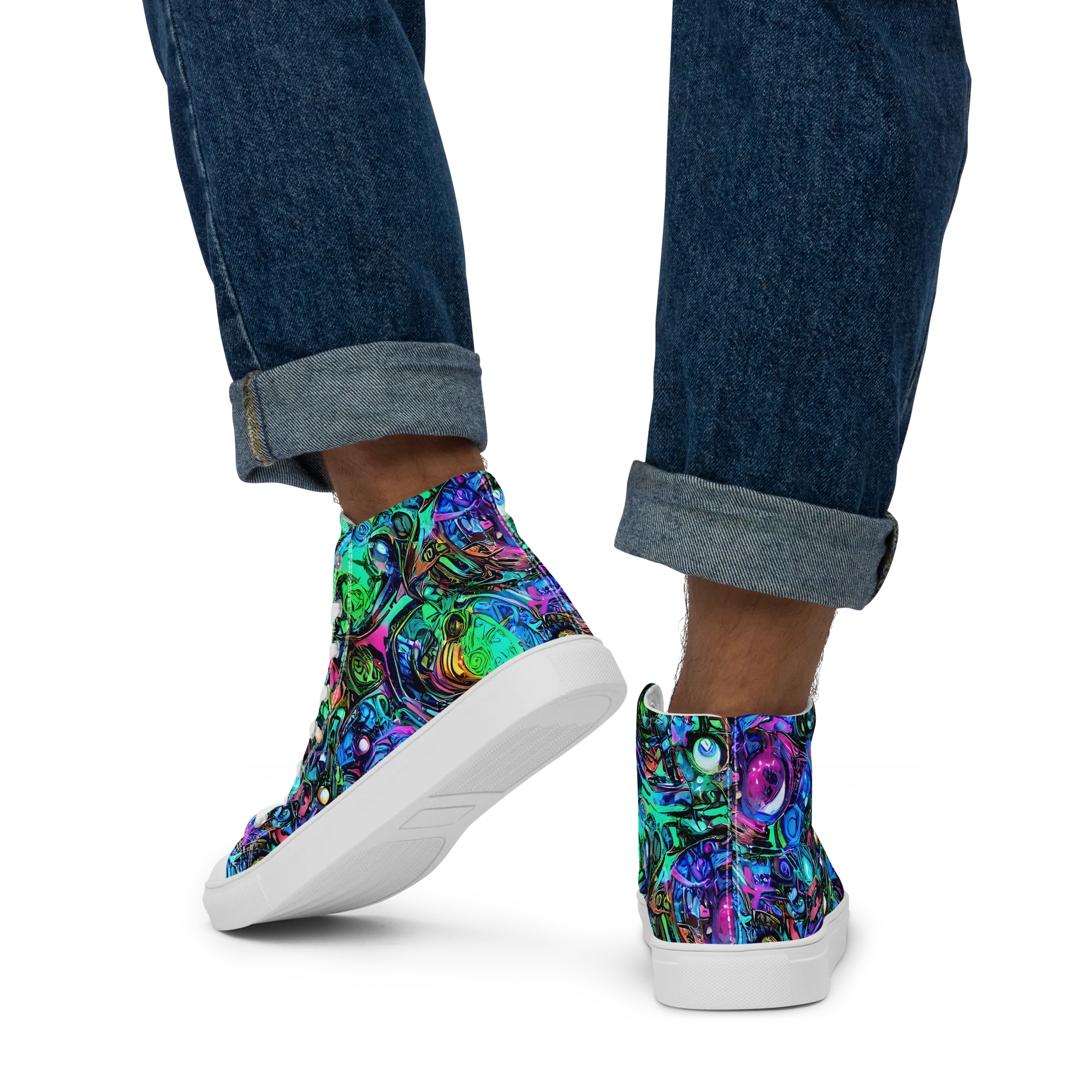 Hypercolor Eden on Men's High Top Canvas Shoes — Back