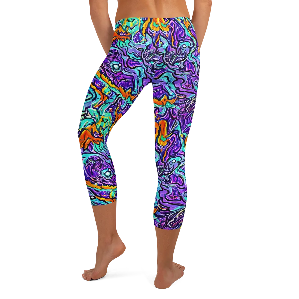 Orchid Frenzy on Capri Leggings — Back