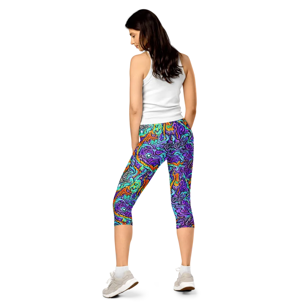 Orchid Frenzy on Capri Leggings — Back