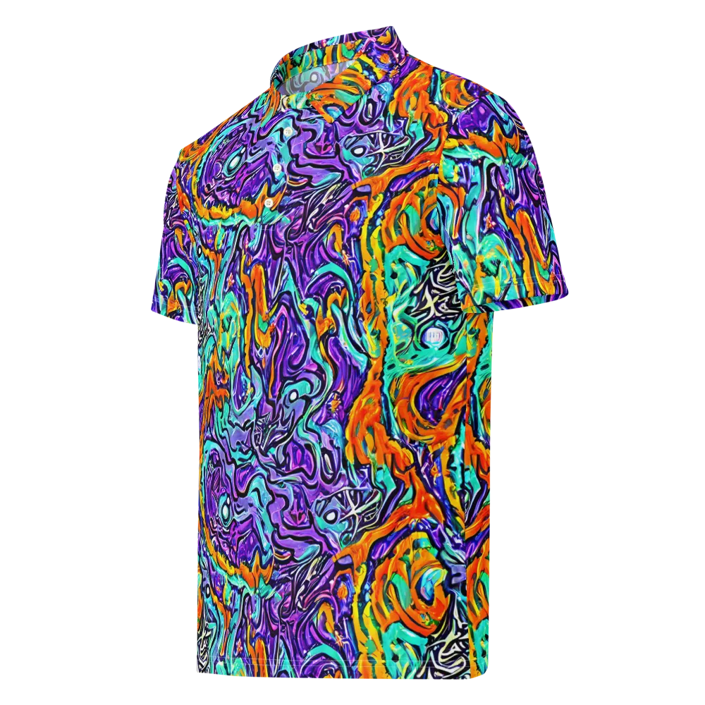 Orchid Frenzy on Men's Slim Fit Polo Shirt — Left Front