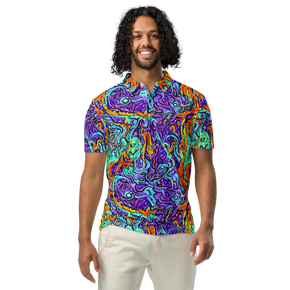 Orchid Frenzy on Men's Slim Fit Polo Shirt — Front