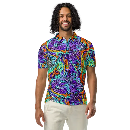 Orchid Frenzy on a Men's Slim Fit Polo Shirt