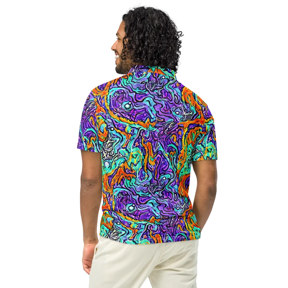 Orchid Frenzy on Men's Slim Fit Polo Shirt — Back