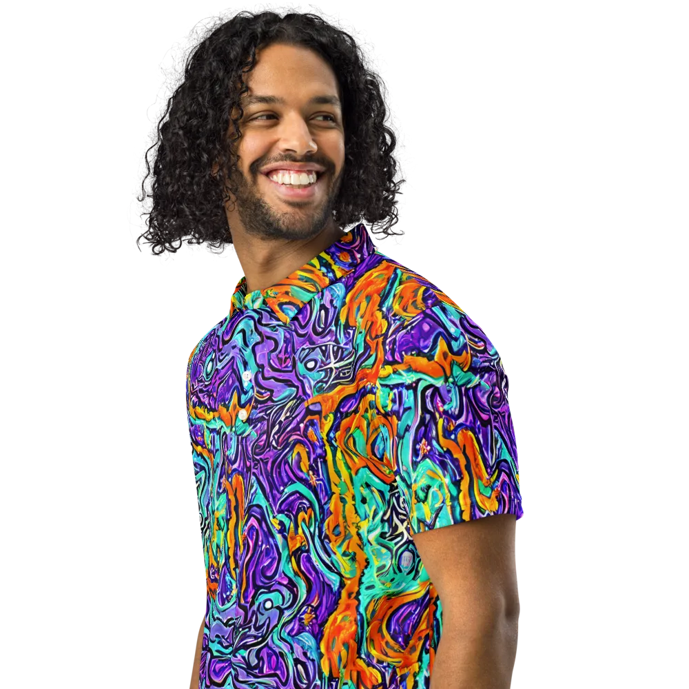 Orchid Frenzy on Men's Slim Fit Polo Shirt — Left Front