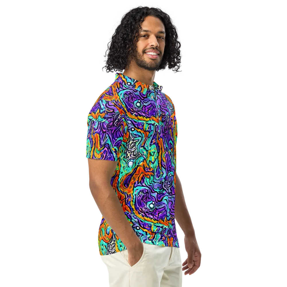 Orchid Frenzy on Men's Slim Fit Polo Shirt — Right Front