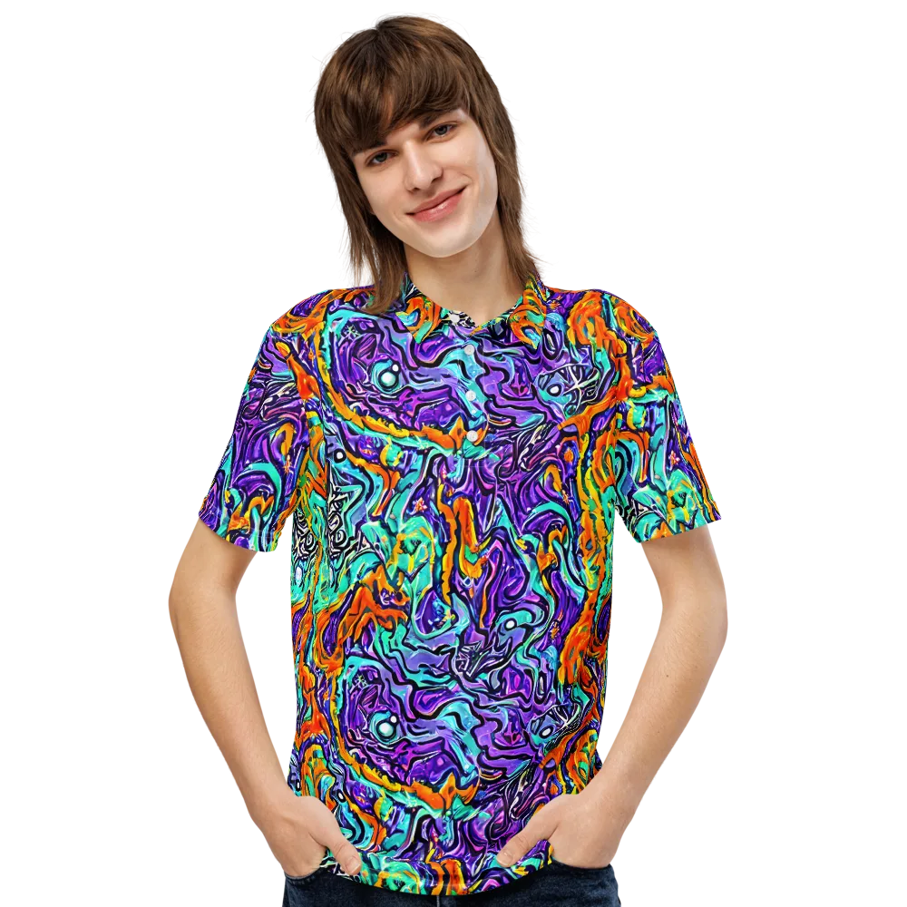 Orchid Frenzy on Men's Slim Fit Polo Shirt — Front
