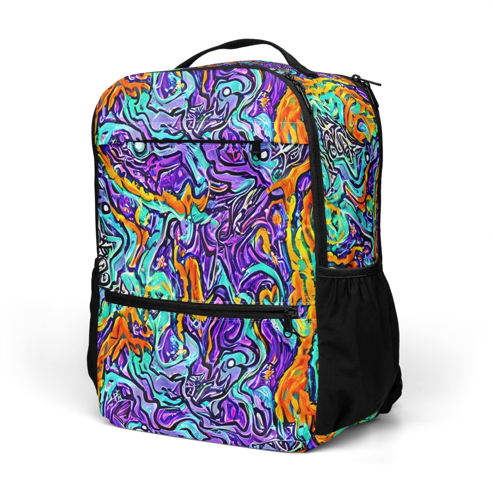 Orchid Frenzy on Utility Backpack — Left Front
