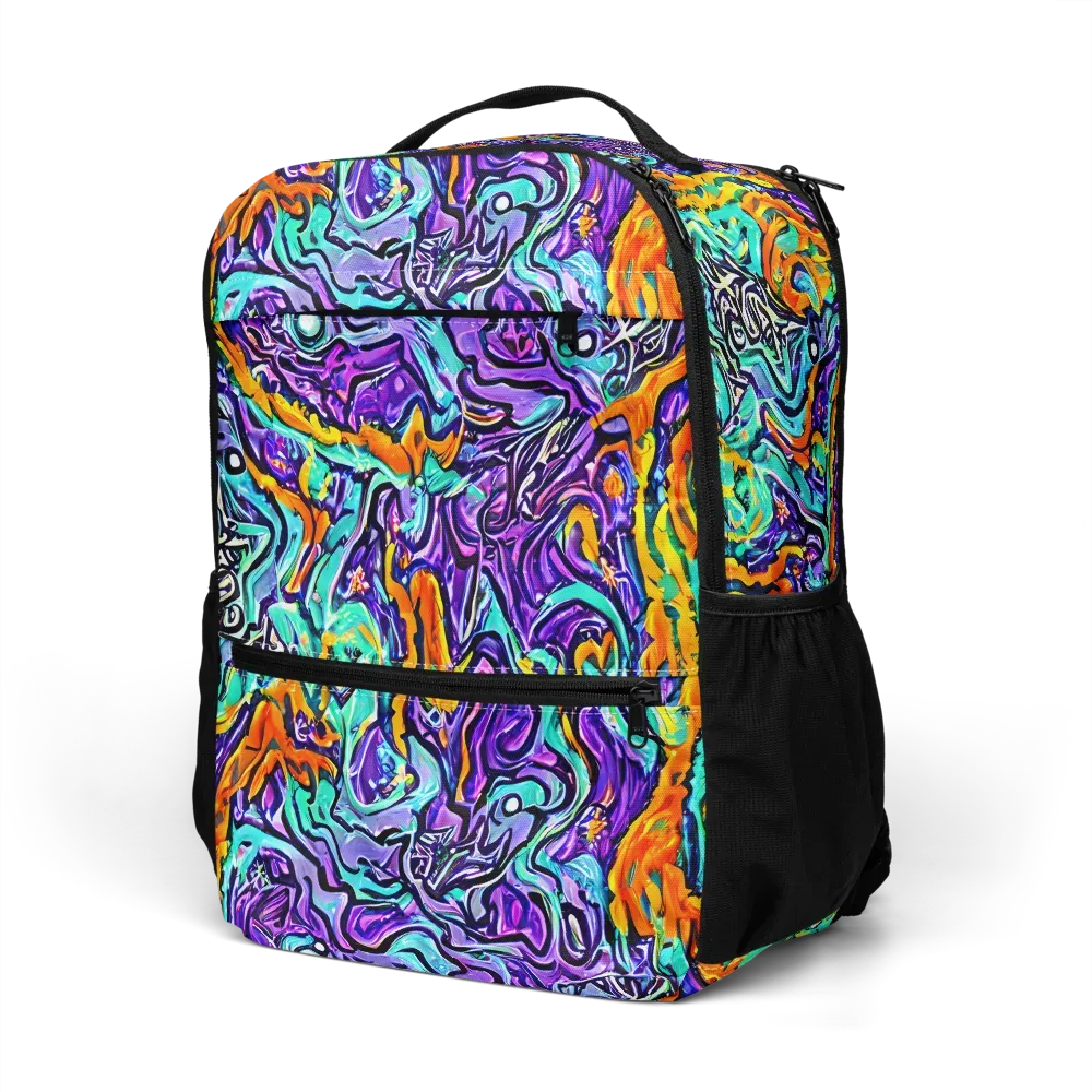 Orchid Frenzy on Utility Backpack — Left Front