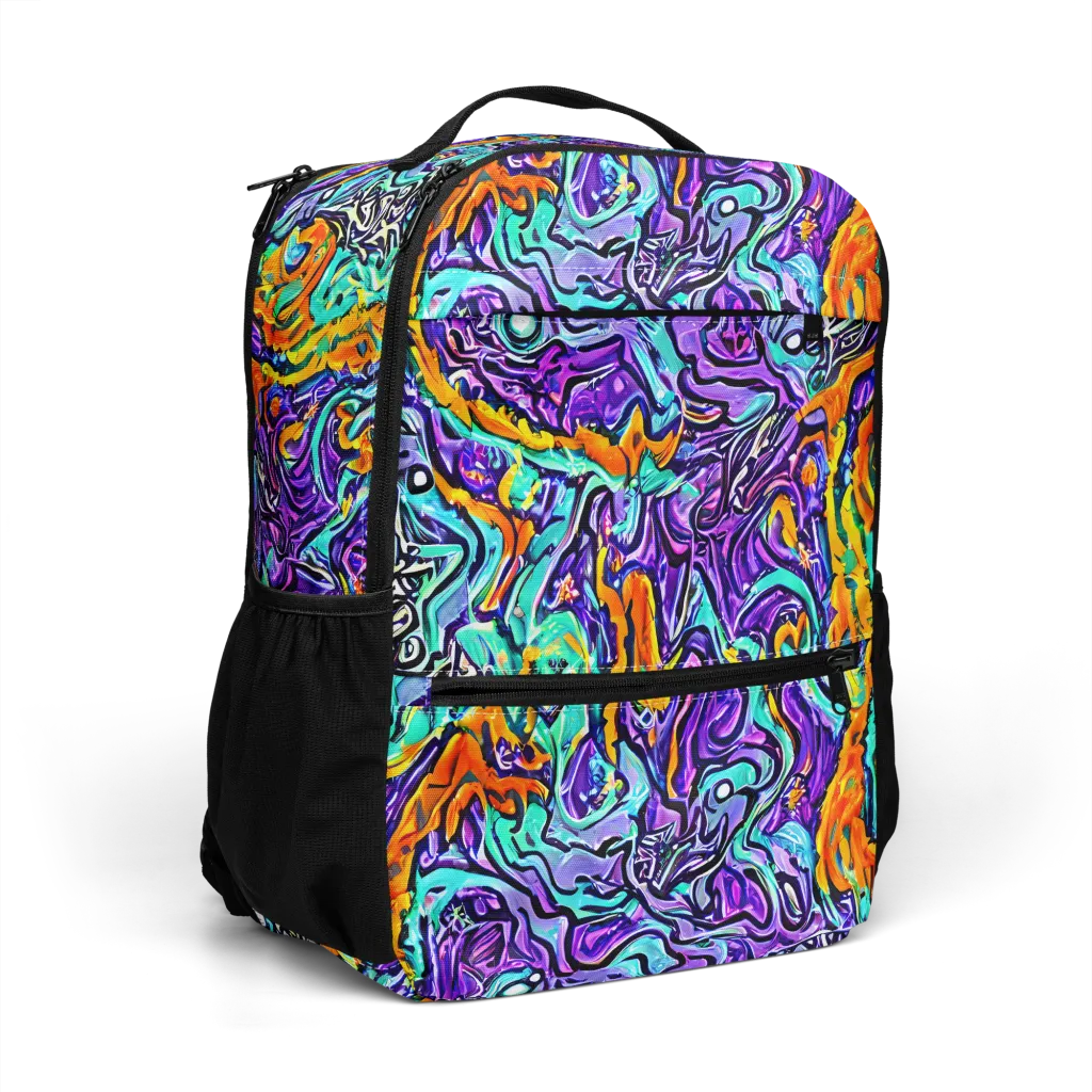Orchid Frenzy on Utility Backpack — Right Front
