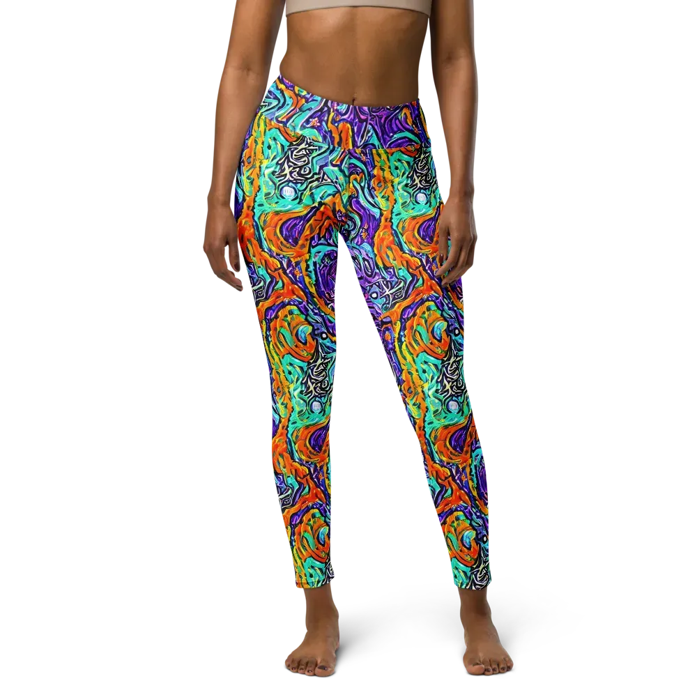 Orchid Frenzy on Yoga Leggings — Front