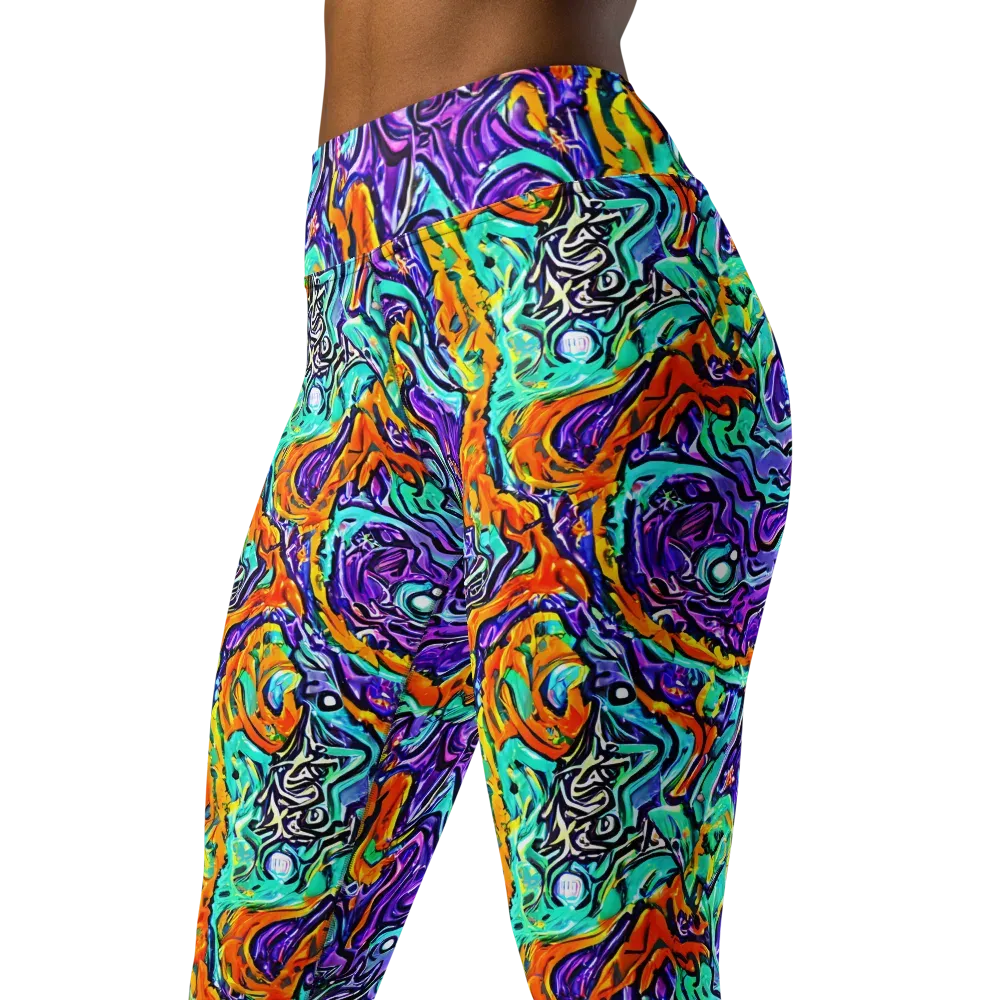 Orchid Frenzy on Yoga Leggings — Left Front