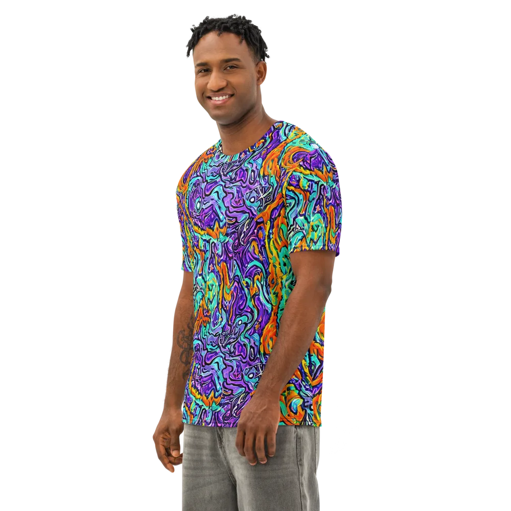 Orchid Frenzy on Men's Cotton Crew Neck T-Shirt — Left Front