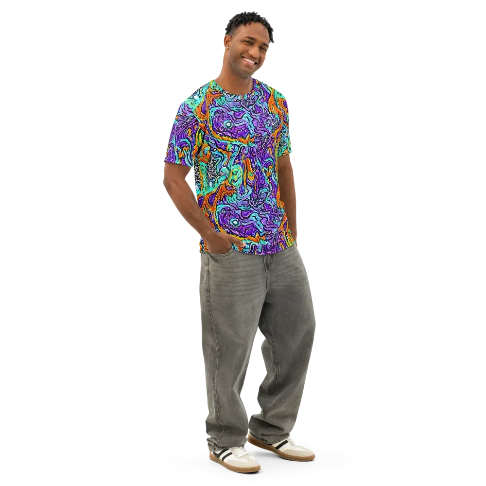 Orchid Frenzy on Men's Cotton Crew Neck T-Shirt — Right Front