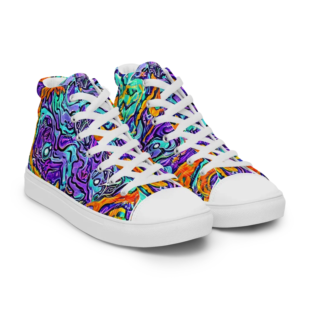 Orchid Frenzy on Men's High Top Canvas Shoes — Right Front