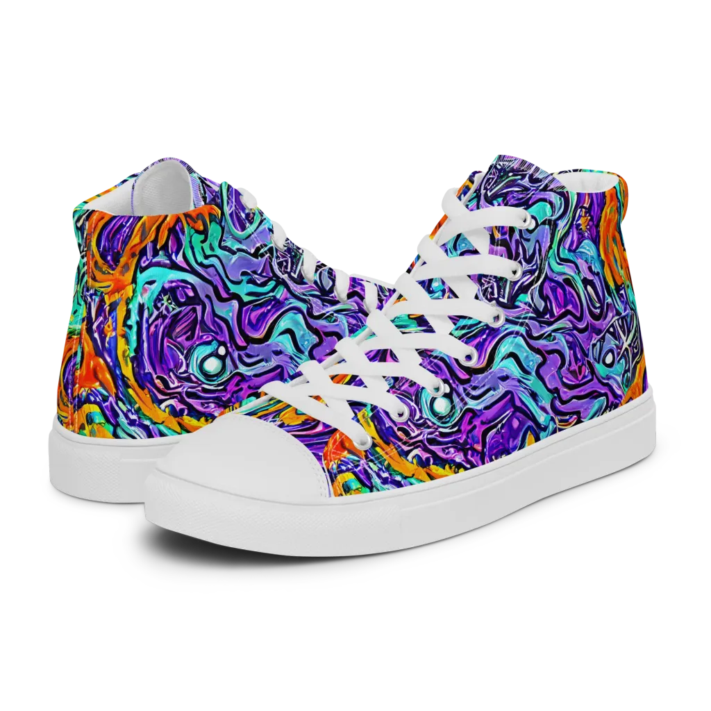 Orchid Frenzy on Men's High Top Canvas Shoes — Left