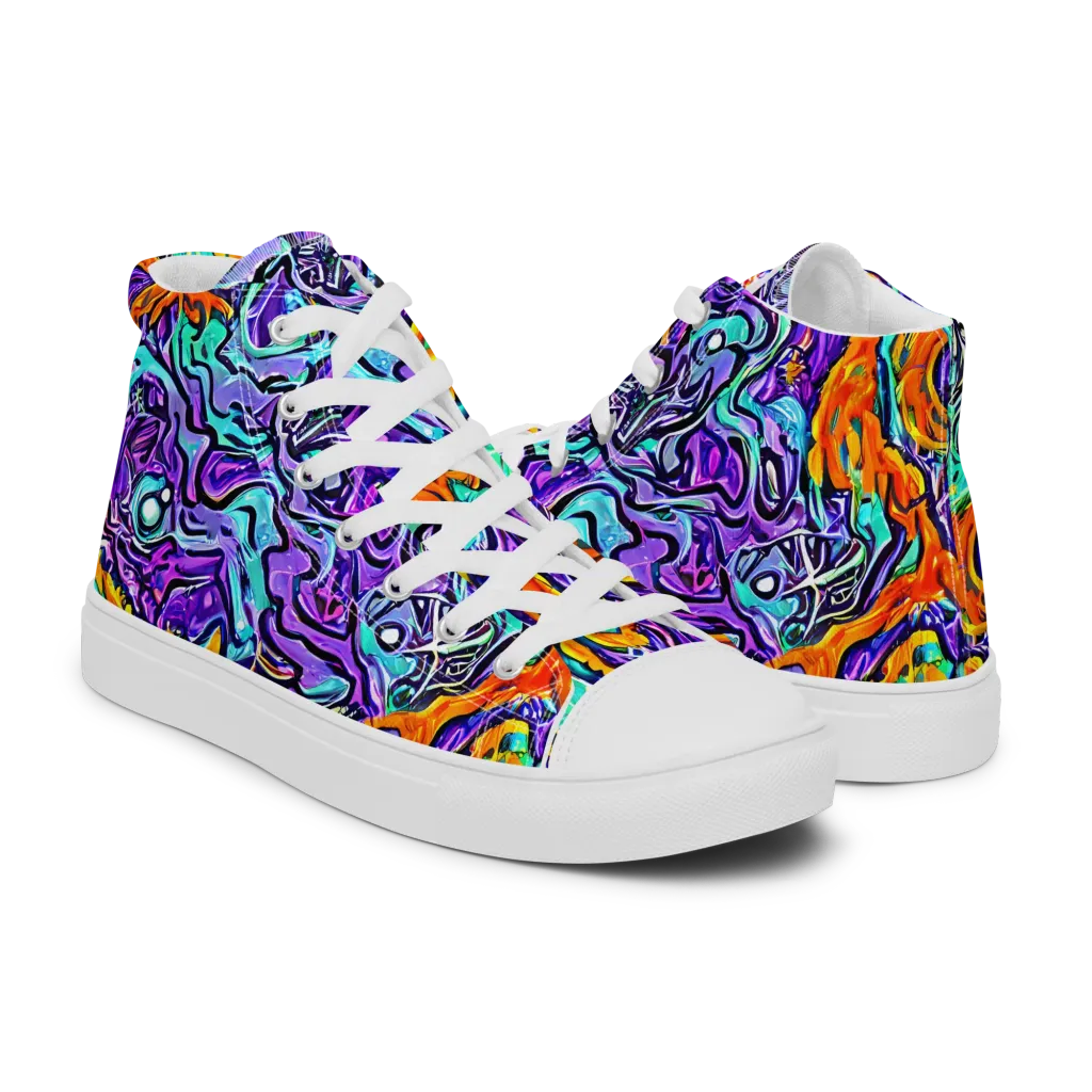 Orchid Frenzy on Men's High Top Canvas Shoes — Right