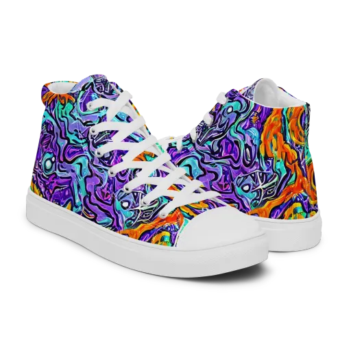 Orchid Frenzy on a Men's High Top Canvas Shoes
