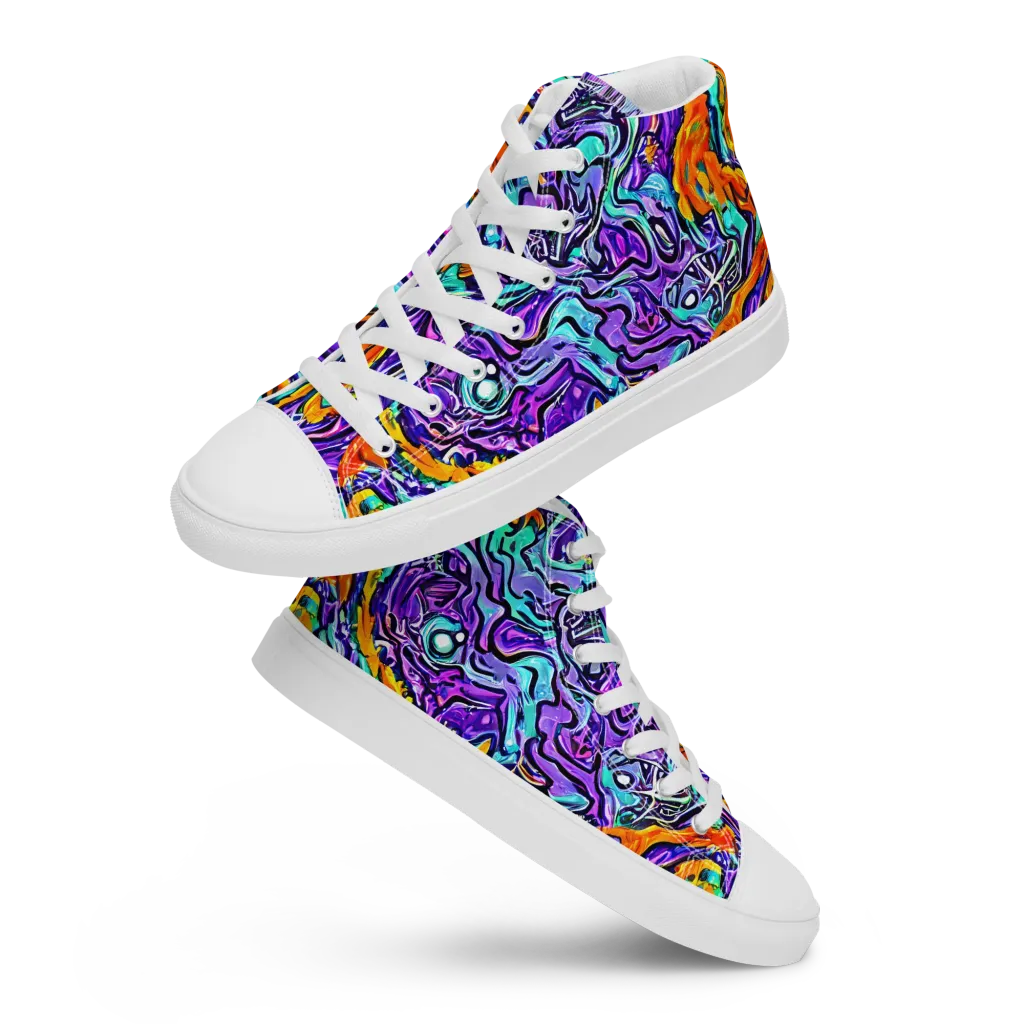 Orchid Frenzy on Men's High Top Canvas Shoes — Front
