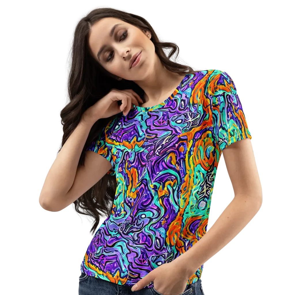 Orchid Frenzy on Women's Crew Neck T-Shirt — Left Front