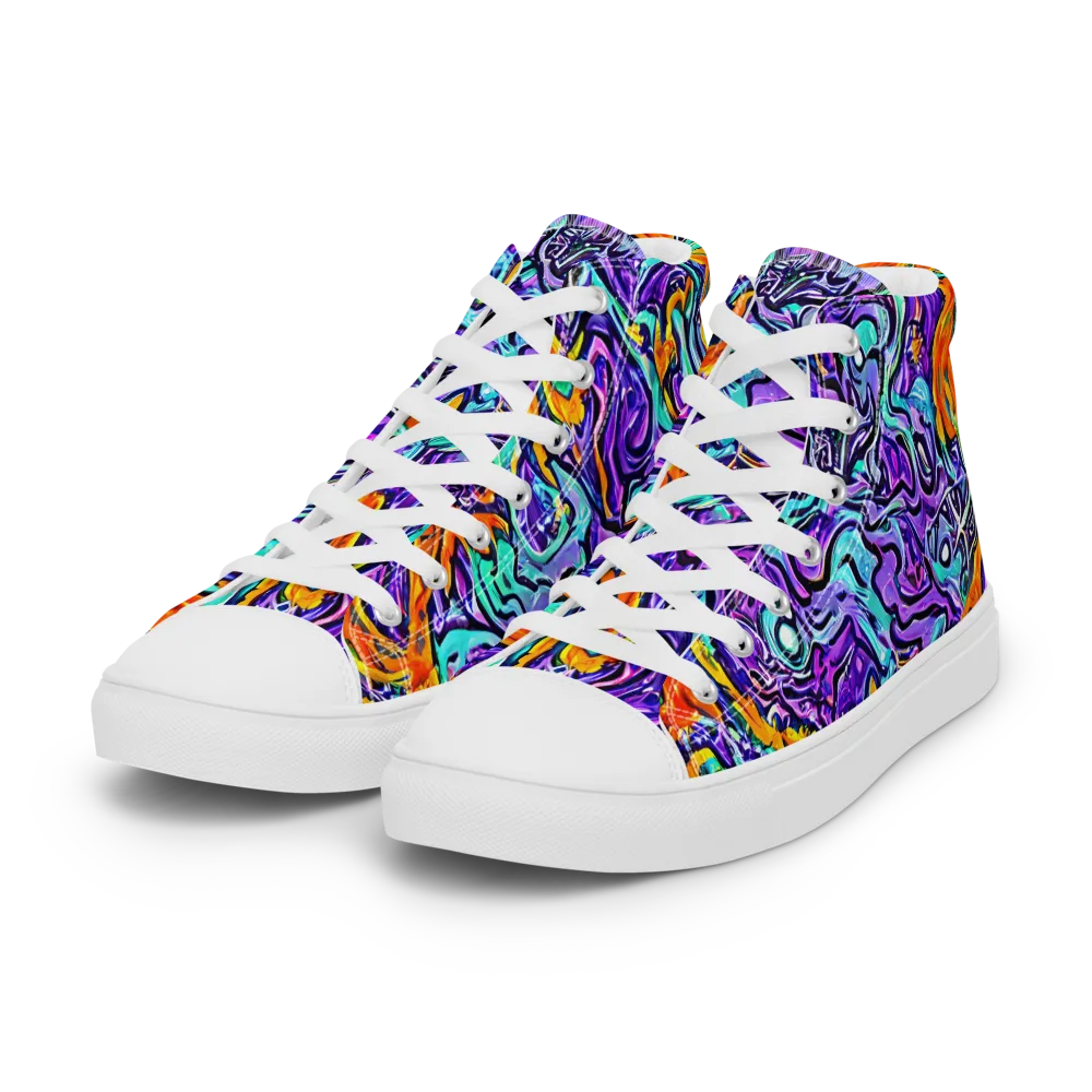 Orchid Frenzy on Women's High Top Canvas Shoes — Left Front