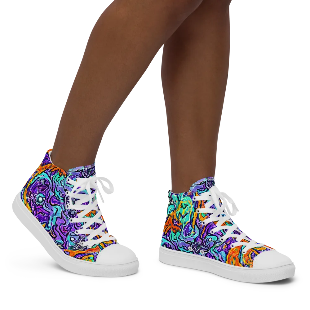 Orchid Frenzy on Women's High Top Canvas Shoes — Right