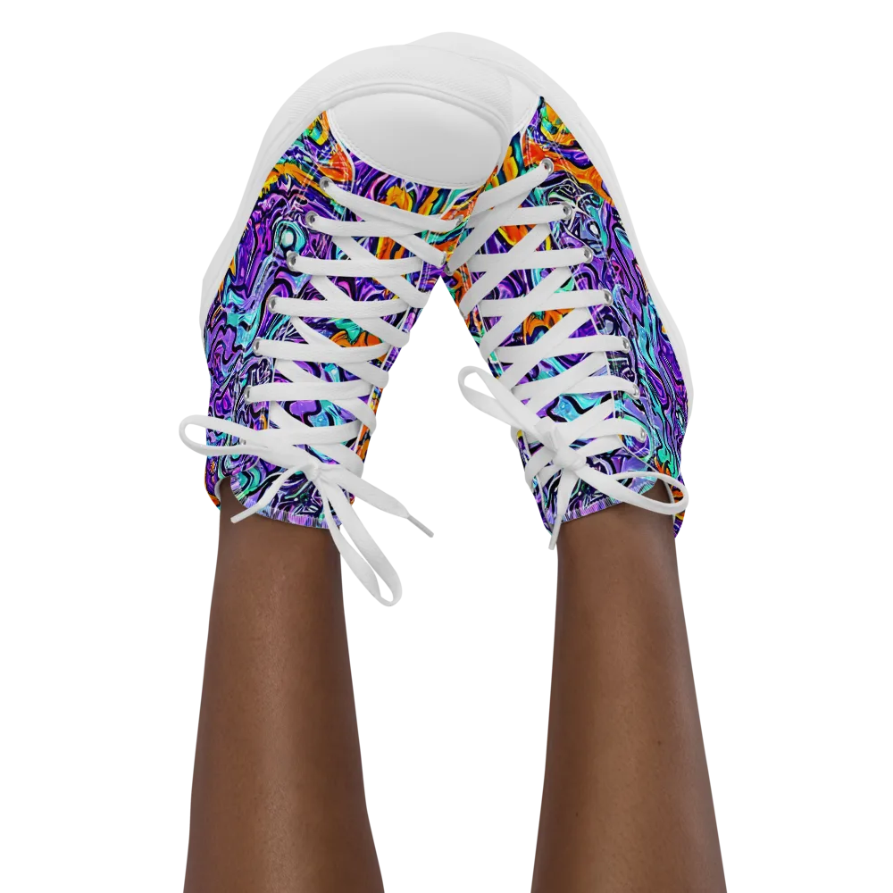 Orchid Frenzy on Women's High Top Canvas Shoes — Front