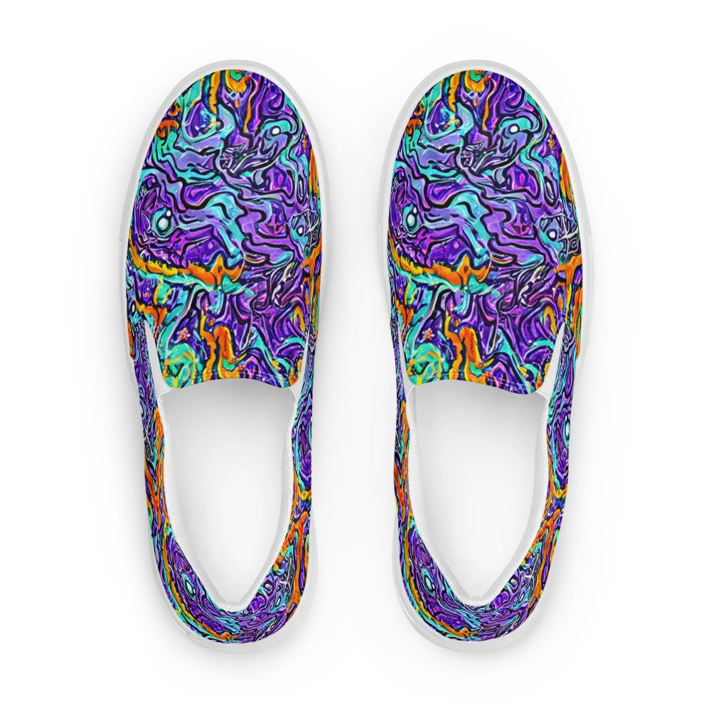 Orchid Frenzy on Men's Slip-On Canvas Shoes — Front