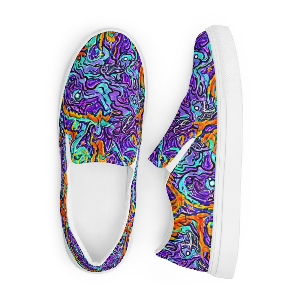 Orchid Frenzy on Men's Slip-On Canvas Shoes — Front