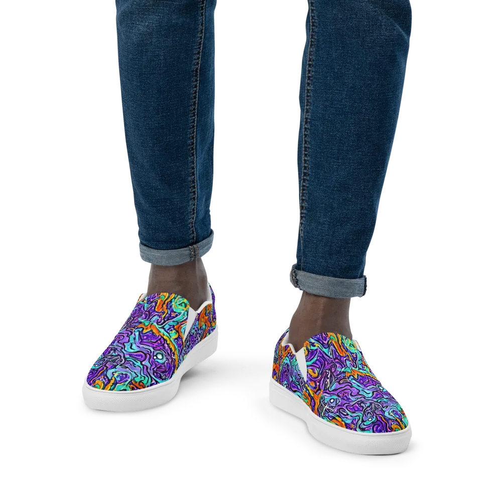 Orchid Frenzy on Men's Slip-On Canvas Shoes — Front