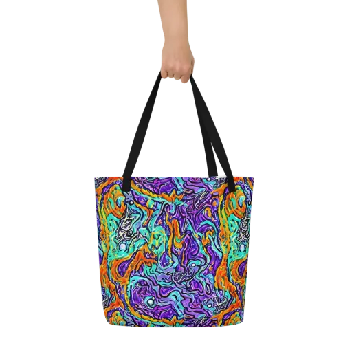 Orchid Frenzy on a Large Tote Bag W/ Pocket