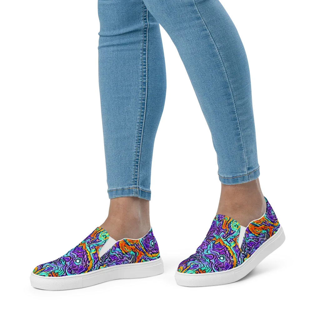 Orchid Frenzy on Women's Slip-On Canvas Shoes — Front