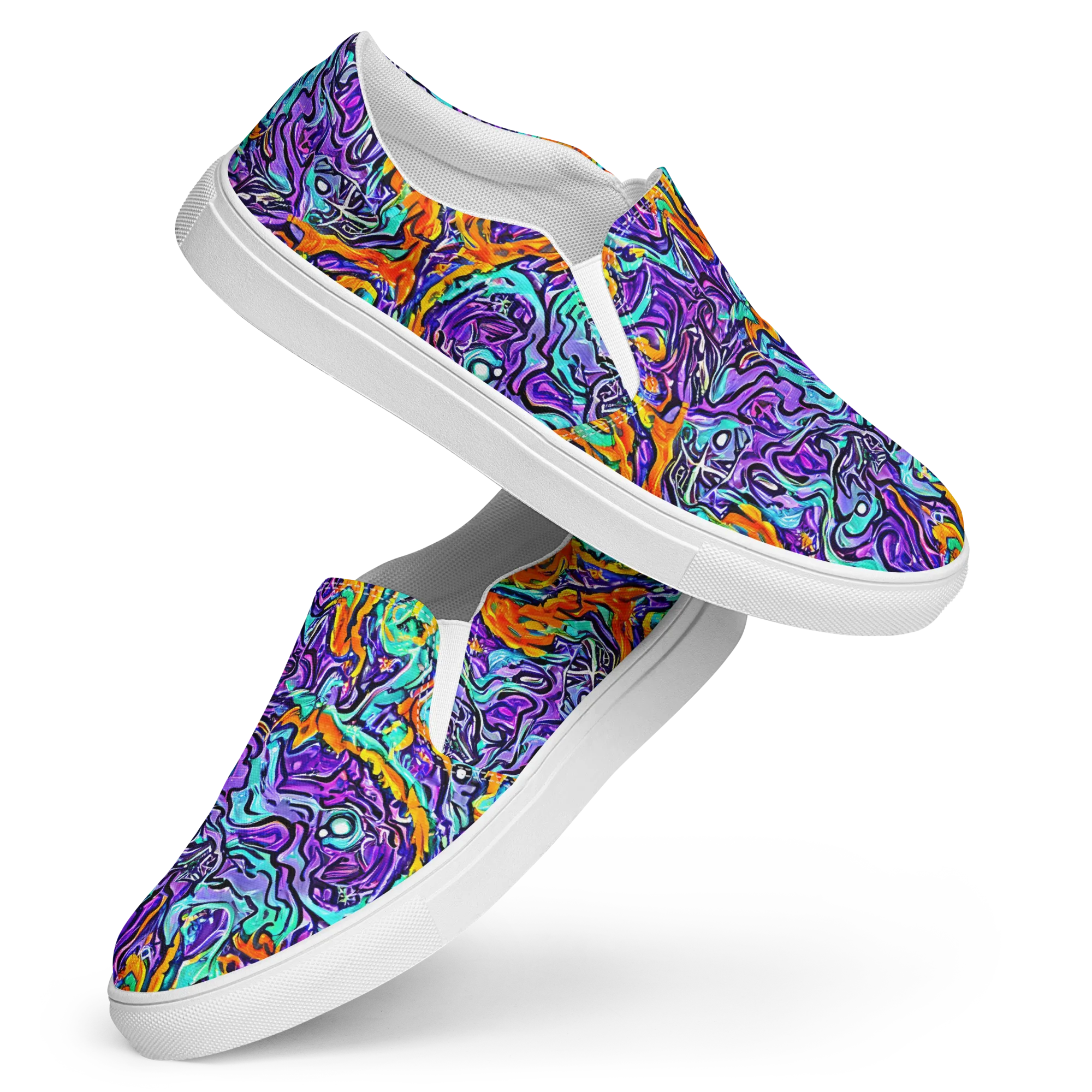 Orchid Frenzy on Women's Slip-On Canvas Shoes — Front