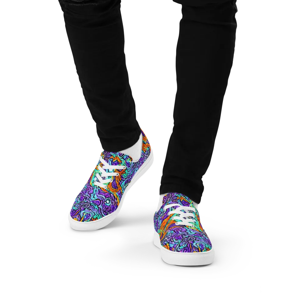 Orchid Frenzy on Men's Lace-Up Canvas Shoes — Front