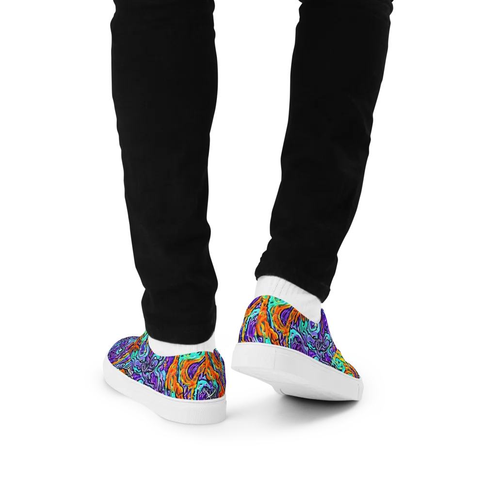 Orchid Frenzy on Men's Lace-Up Canvas Shoes — Back
