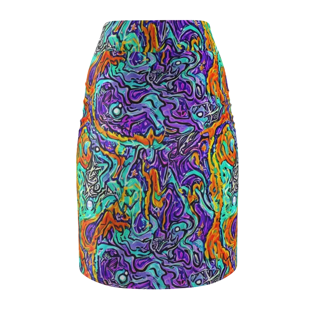 Orchid Frenzy on Pencil Skirt — Back