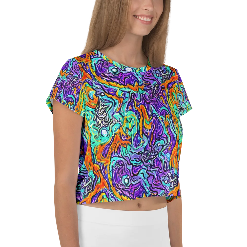 Orchid Frenzy on Crop Tee — Right
