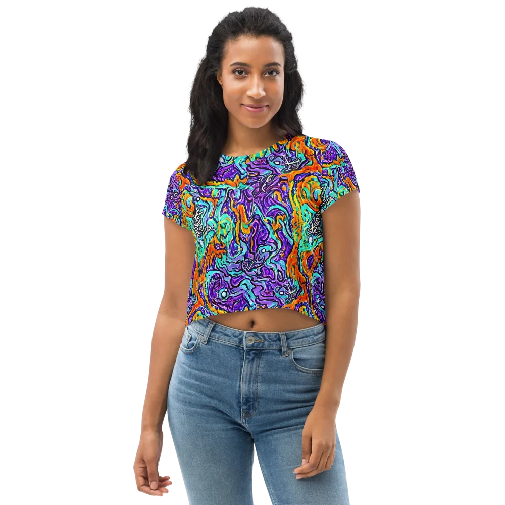 Orchid Frenzy on Crop Tee — Front