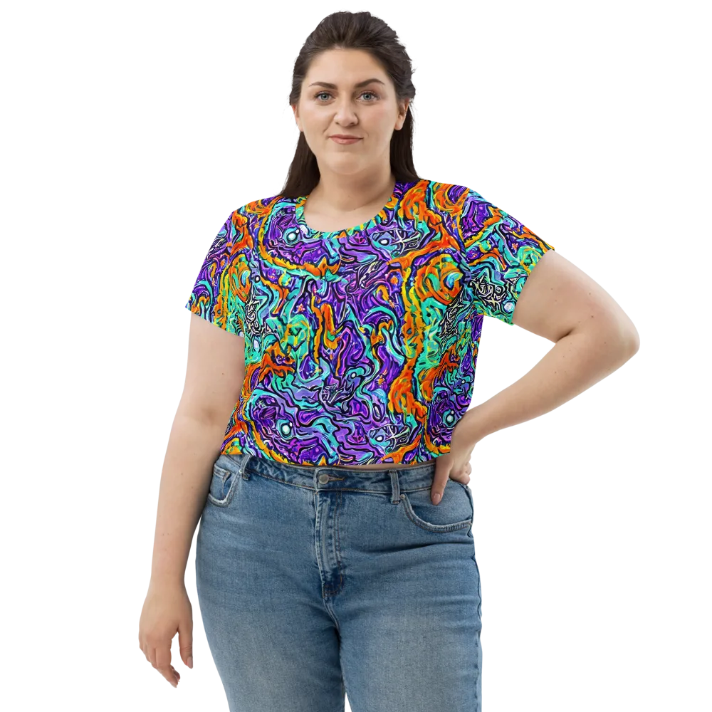 Orchid Frenzy on Crop Tee — Front