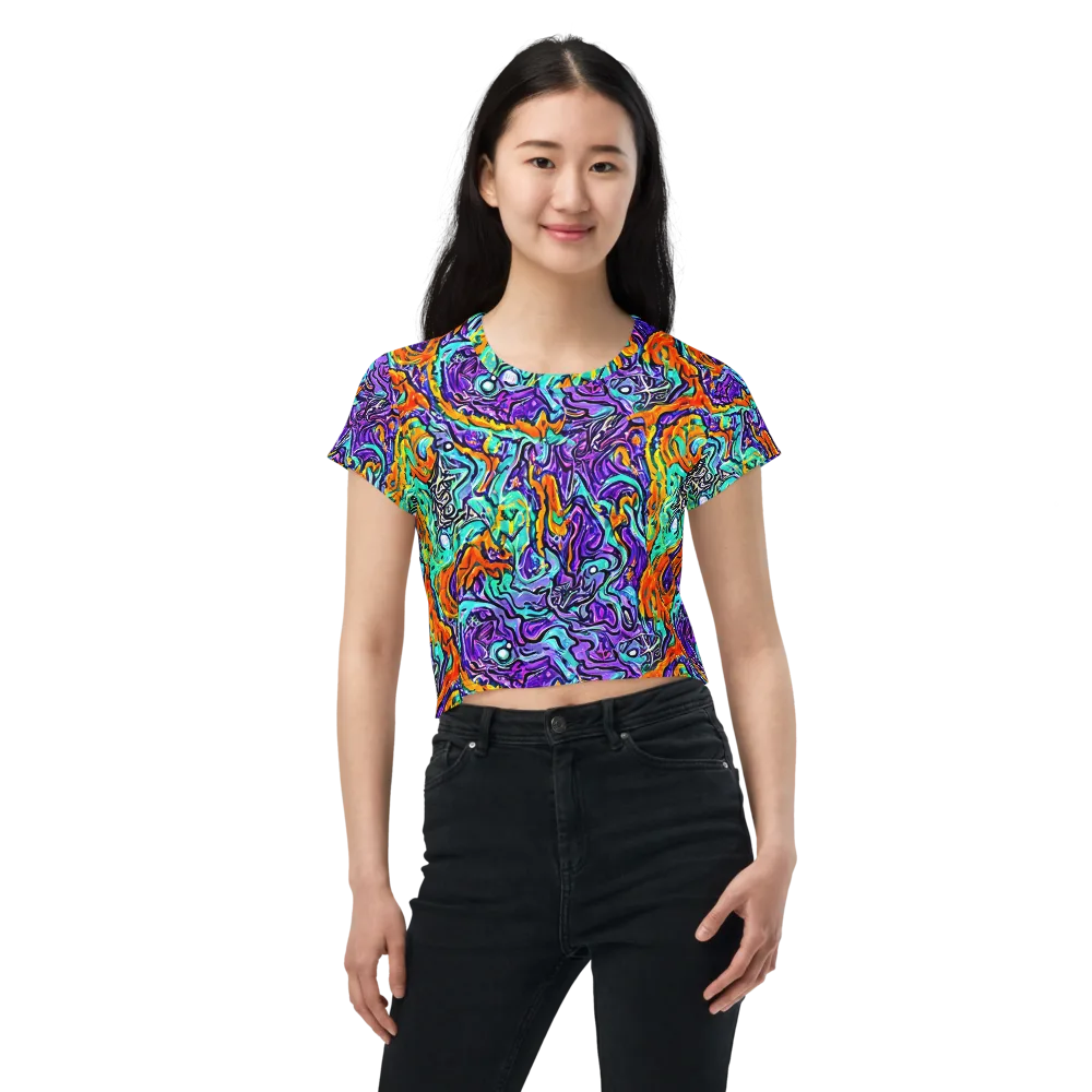 Orchid Frenzy on Crop Tee — Front