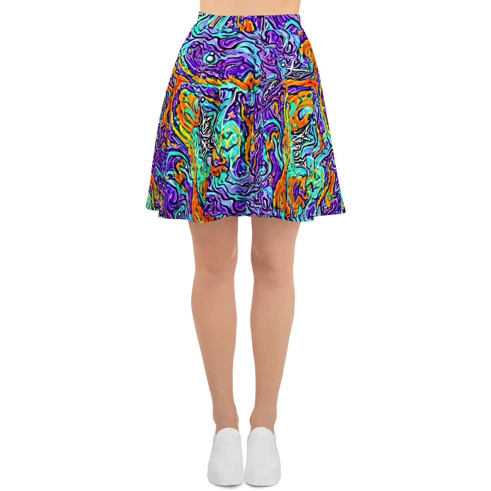 Orchid Frenzy on Skater Skirt — Front