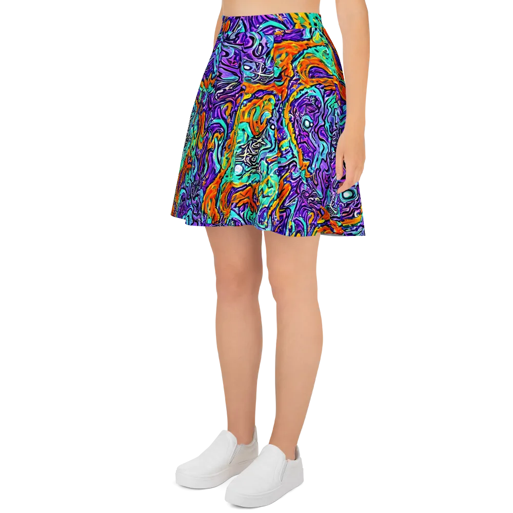 Orchid Frenzy on Skater Skirt — Left