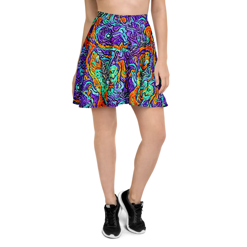 Orchid Frenzy on Skater Skirt — Front