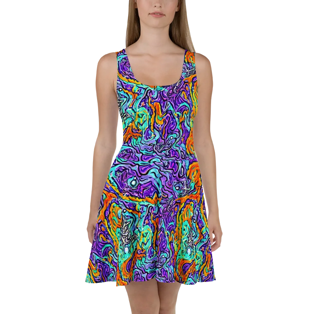 Orchid Frenzy on Skater Dress — Front