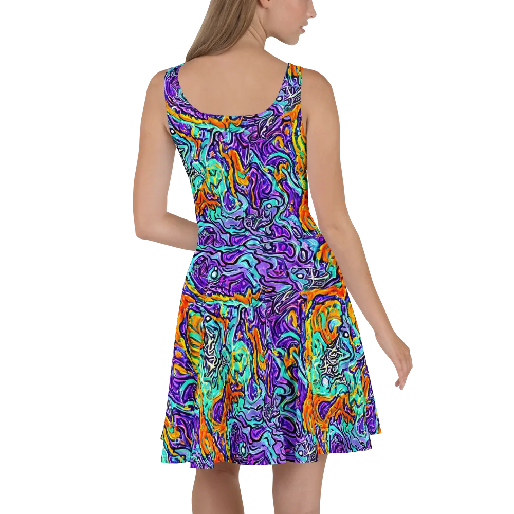 Orchid Frenzy on Skater Dress — Back